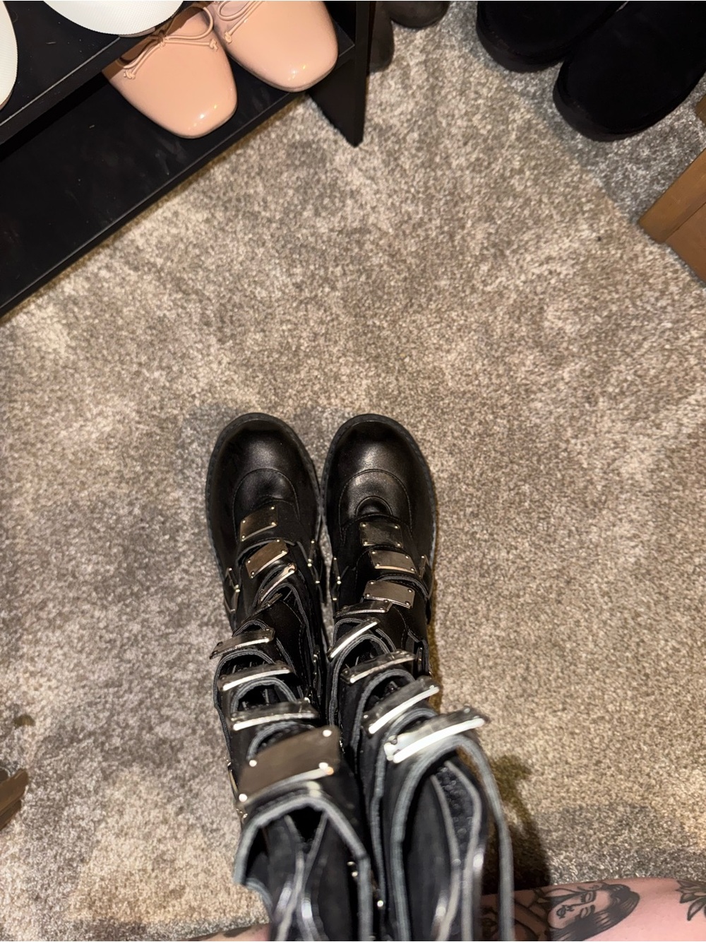 Gothic Black Knee-High Buckle Platform Boots - Women - Picture 7 of 9